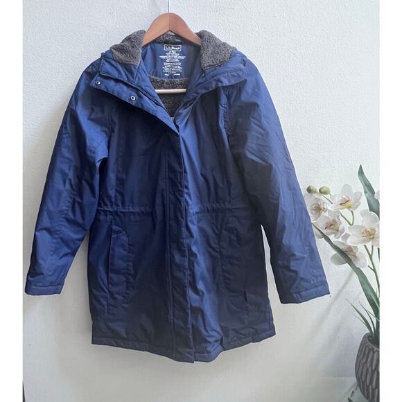 L.L. Bean Women’s Winter Warmer Nautical Navy Blue Coat Jacket Size Small NWT - Picture 3 of 10